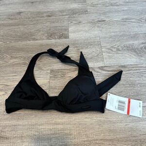 Speedo Axcelarate Collection Black Halter Bikini Top XS Swim Separate